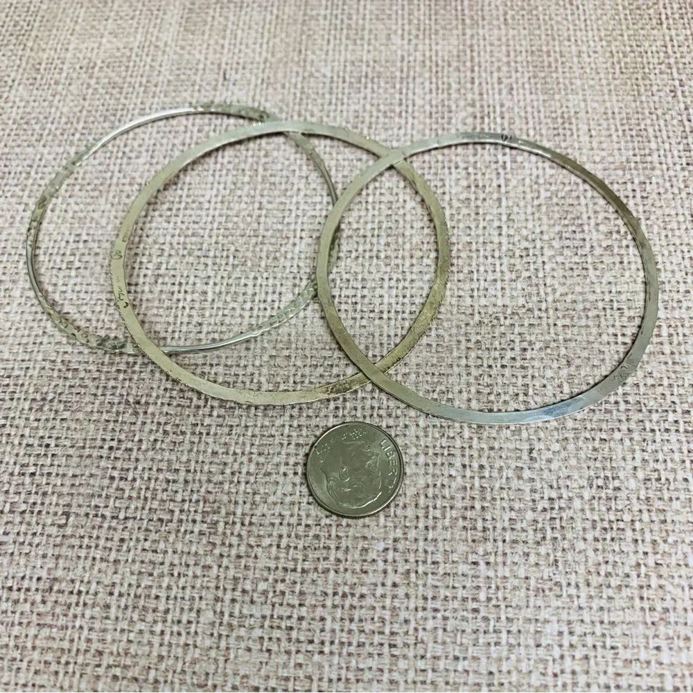 Motsson Set of 3‎ Vintage Brutalist Sterling Silver Bangle Bracelets